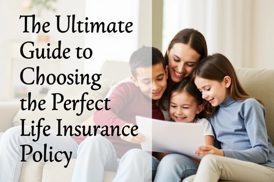 Choosing the Perfect Life Insurance Policy: A young family reviewing documents in a cozy home setting.