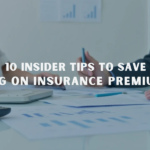 Save Big on Insurance Premiums: Financial documents, a calculator, and a laptop on a desk with a professional insurance background.