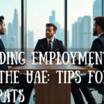 Expat job seeker in a professional interview setting in a Dubai office.