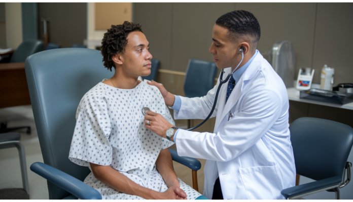 Doctor providing a wellness check-up to a patient as part of preventive care covered by health insurance.