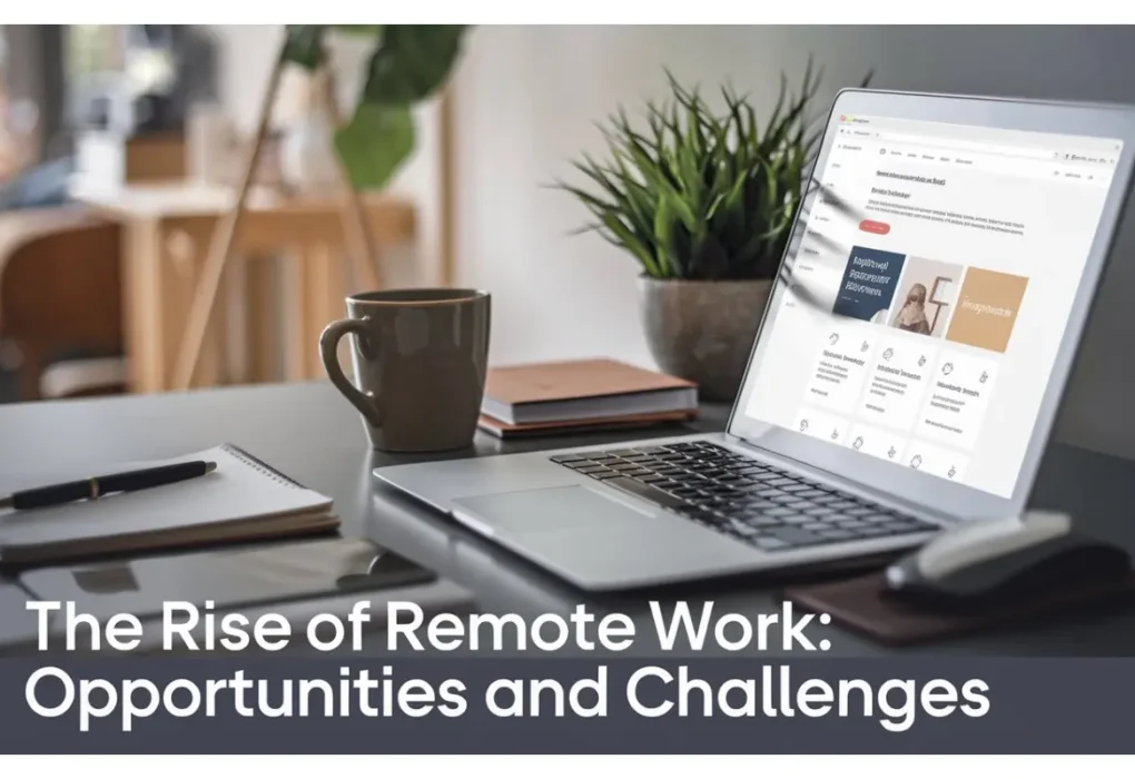 Illustration of a home office setup representing the rise of remote work.