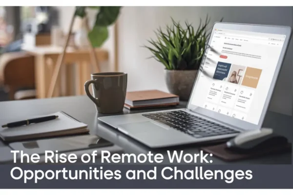 Illustration of a home office setup representing the rise of remote work.