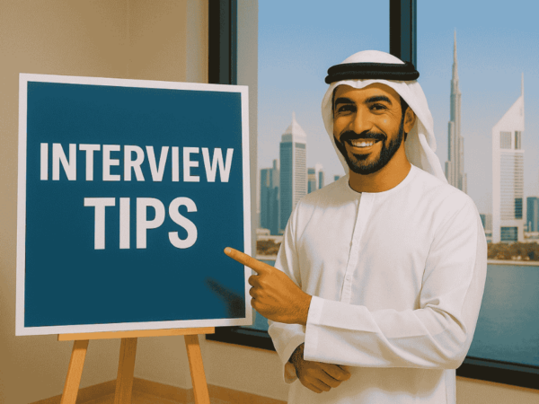Candidate confidently answering questions during an interview withount any Common Interview Mistakes to Avoid the UAE office