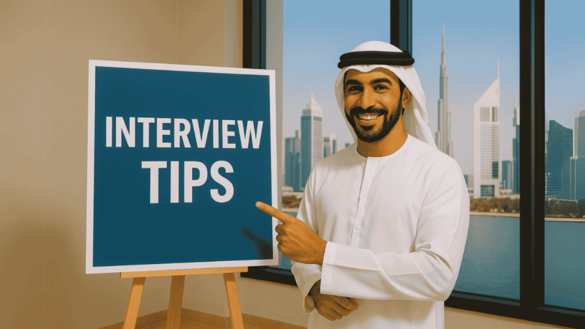 Candidate confidently answering questions during an interview withount any Common Interview Mistakes to Avoid the UAE office