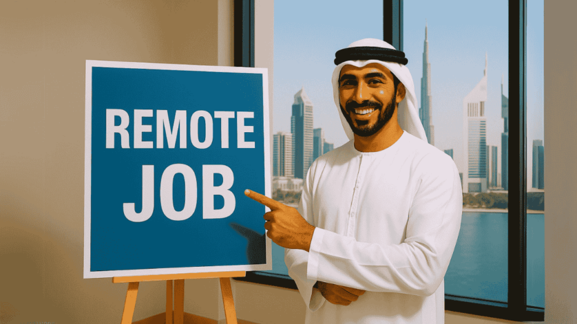 Remote Data Entry Specialist working from a home office in the UAE.