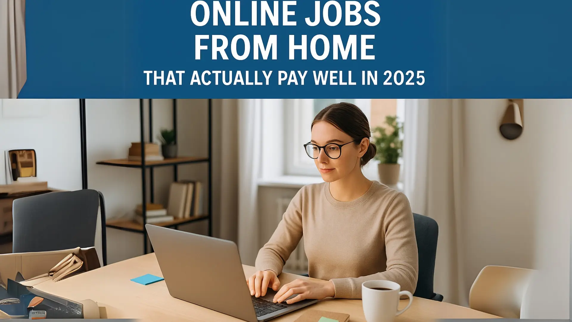 Remote worker earning income through online jobs from home in a cozy home office.